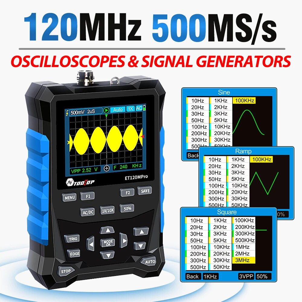 TOOLTOP ET120MPro Oscilloscopi - Digital Storage Oscilloscope 100Mhz recensione e prezzo